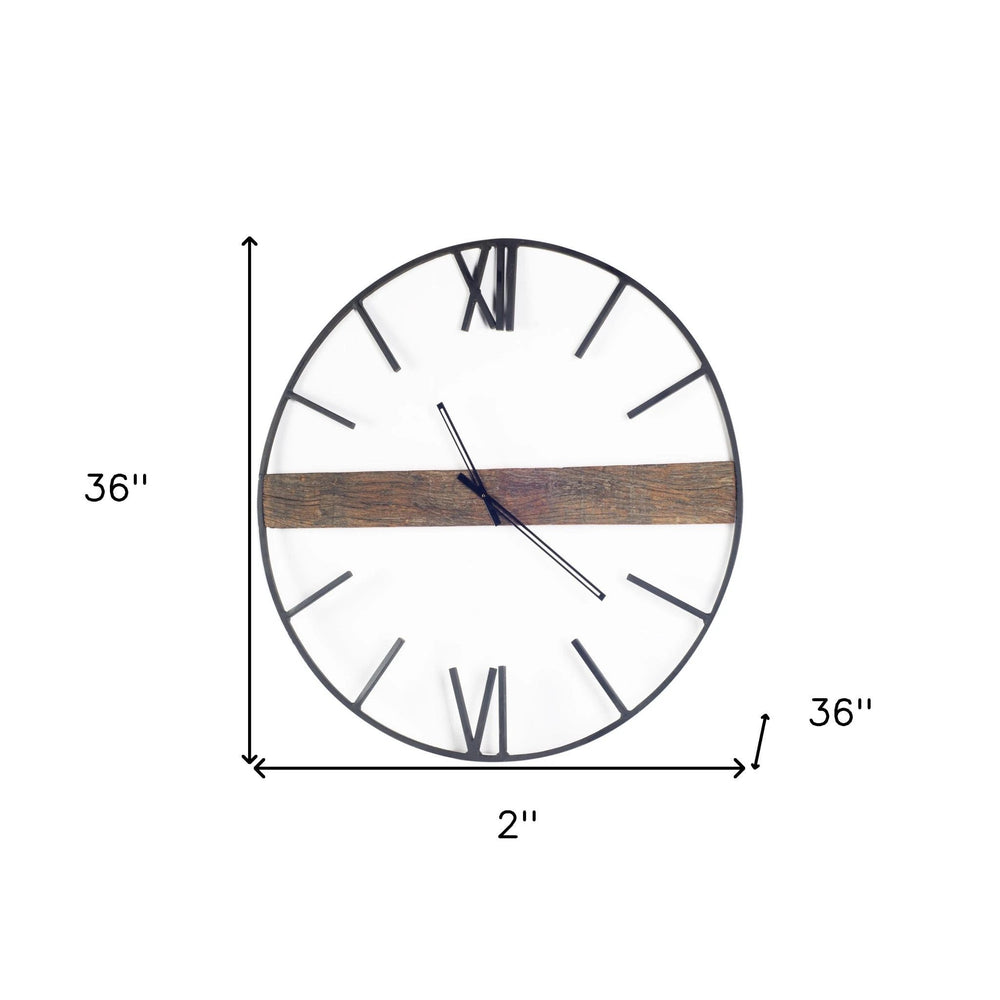 2" Circle Black Metal Skeleton Wall Clock - Homeroots - Flyclothing LLC