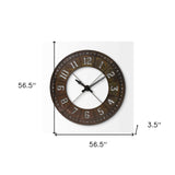 57" Round Industrial Brown Wall Clock - Homeroots - Flyclothing LLC