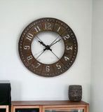 57" Round Industrial Brown Wall Clock - Homeroots - Flyclothing LLC