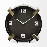 Black Gold Metal Round Desk Table Clock - Homeroots - Flyclothing LLC