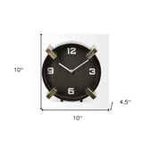 Black Gold Metal Round Desk Table Clock - Homeroots - Flyclothing LLC