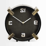 Black Gold Metal Round Desk Table Clock - Homeroots - Flyclothing LLC