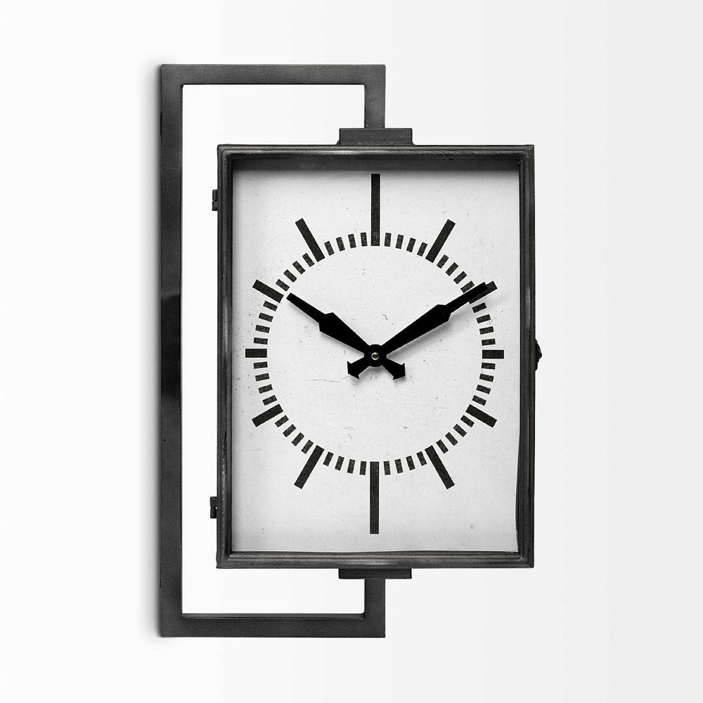 Rectangular Large Black Industrial Style Wall Clock - Homeroots - Flyclothing LLC