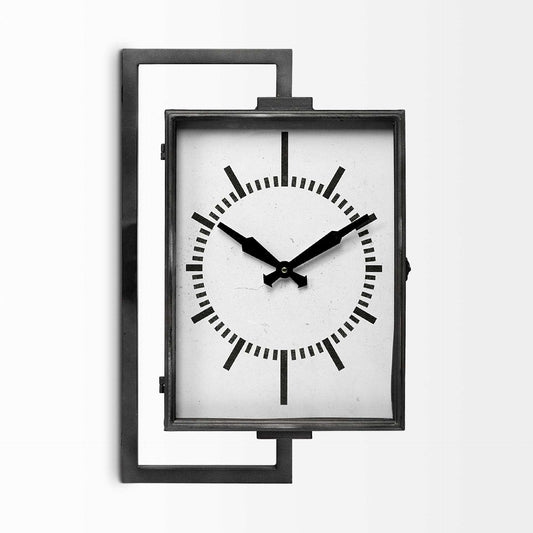 Rectangular Large Black Industrial Style Wall Clock - Homeroots - Flyclothing LLC