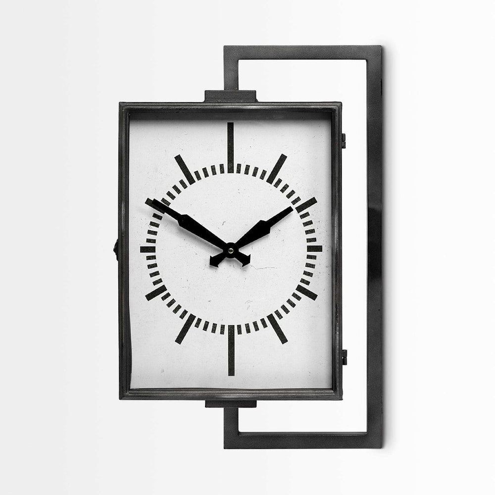 Rectangular Large Black Industrial Style Wall Clock - Homeroots - Flyclothing LLC