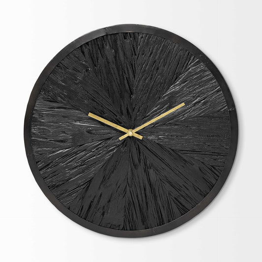 16.5" Round Large Black Modern Wall Clock - Homeroots