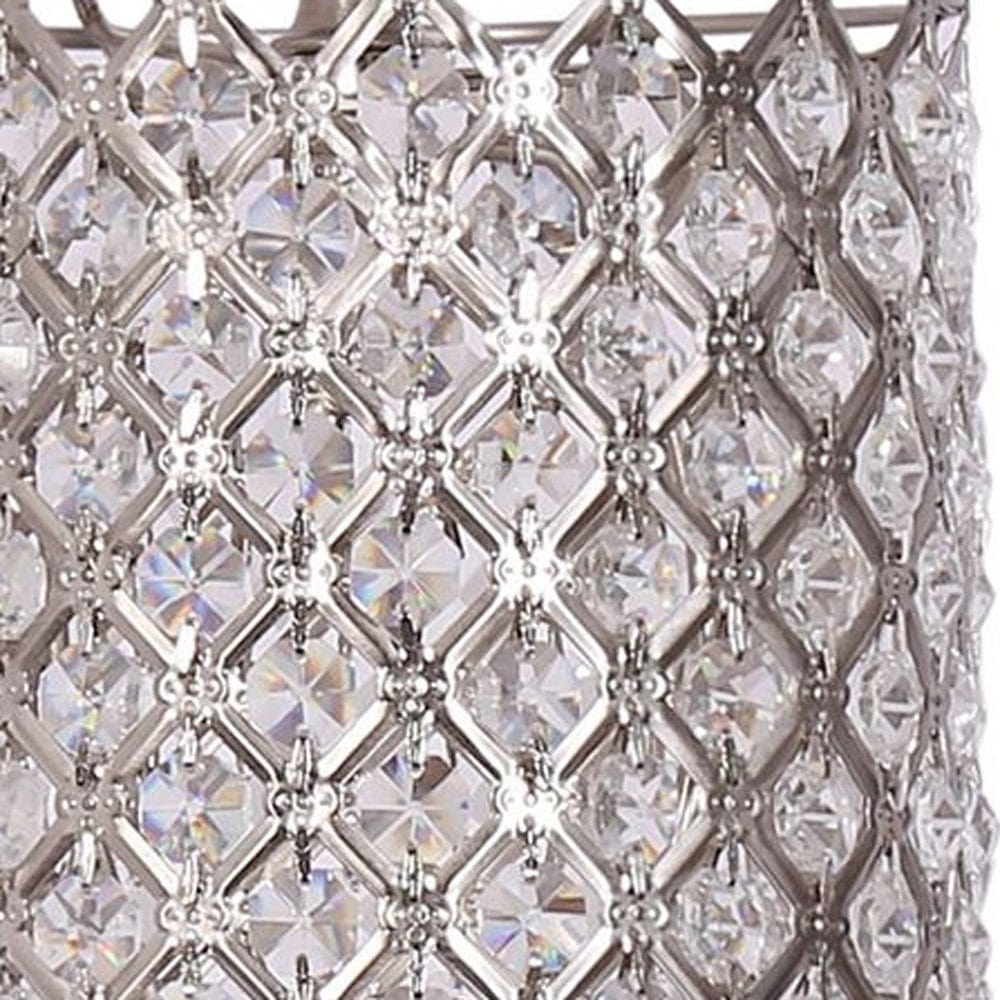 Set of Two 24" Silver Metal Table Lamp With Clear Drum Shade - Homeroots - Flyclothing LLC