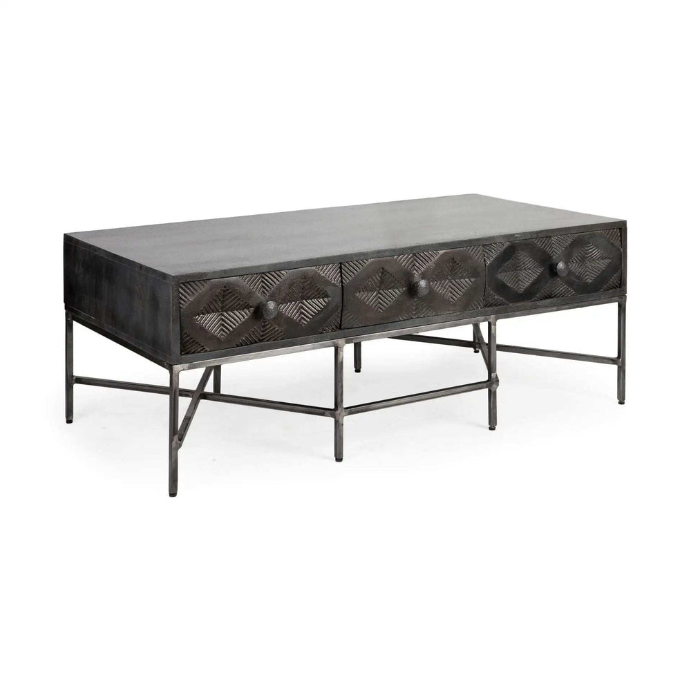 Rectangular Solid Wood Coffee Table W 3 Drawers - Homeroots - Flyclothing LLC