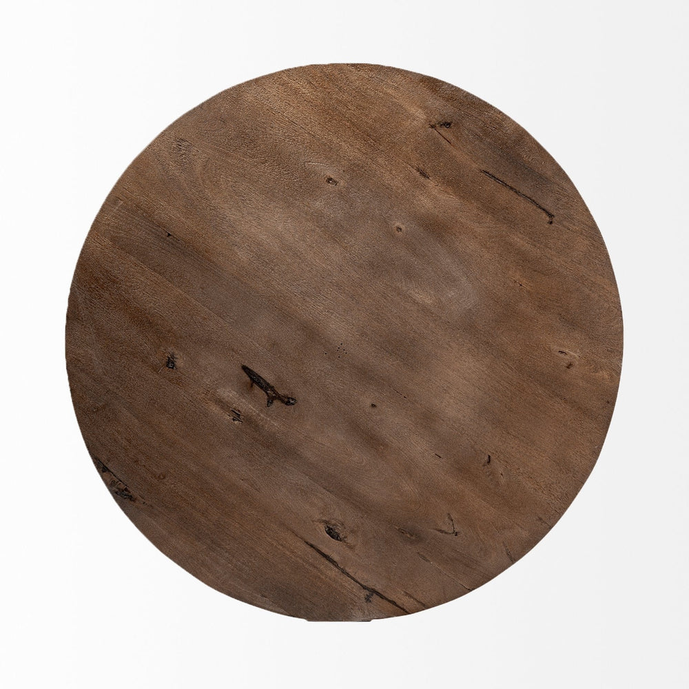 41" Brown And Black Solid Wood And Metal Round Coffee Table - Homeroots - Flyclothing LLC