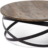 41" Brown And Black Solid Wood And Metal Round Coffee Table - Homeroots - Flyclothing LLC