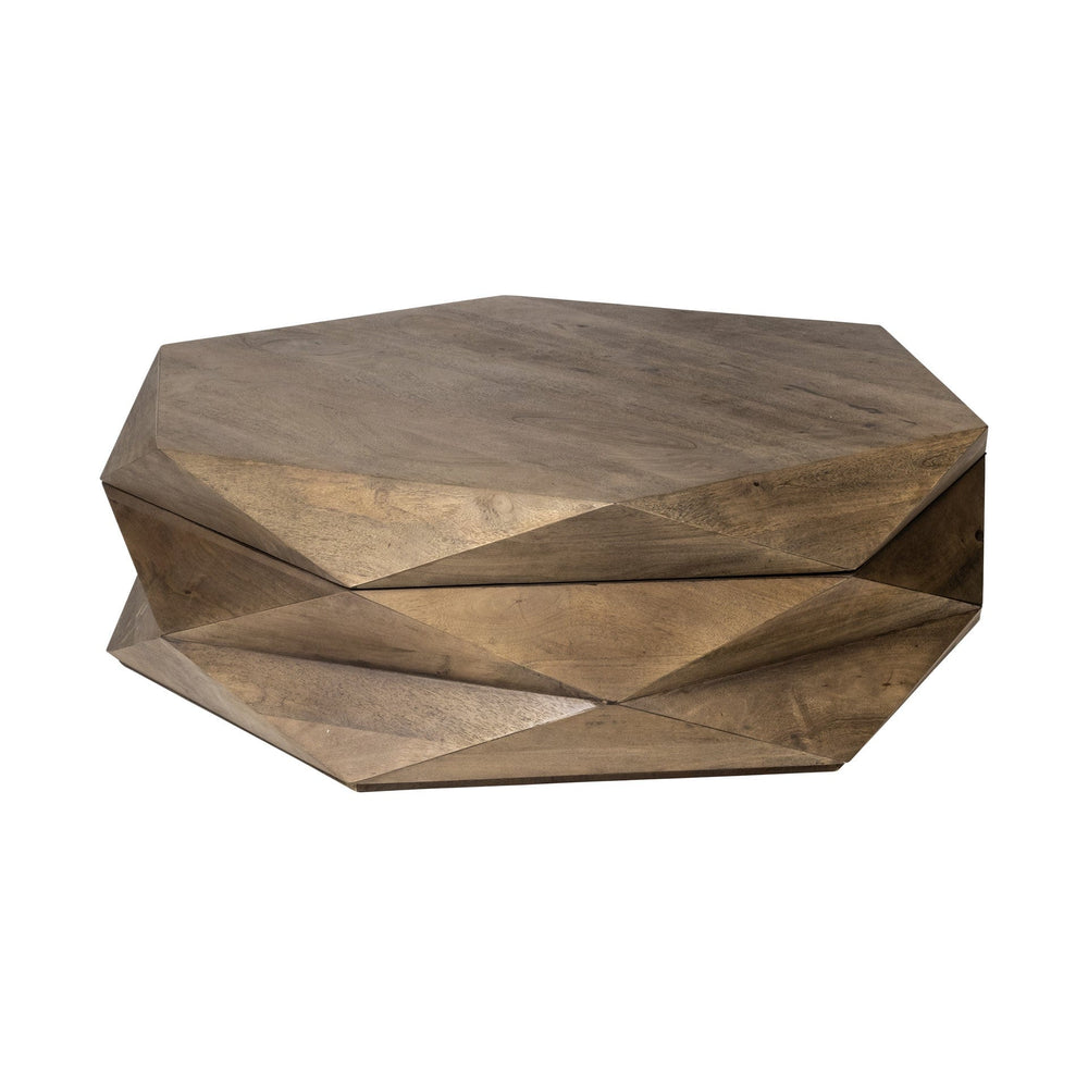 48" Brown Solid And Manufactured Wood Hexagon Coffee Table - Homeroots - Flyclothing LLC