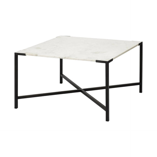 30" Brown And Black Solid And Manufactured Wood And Metal Square Coffee Table - Homeroots