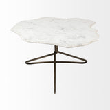 33" White And Gold Genuine Marble And Iron Free Form Coffee Table - Homeroots - Flyclothing LLC