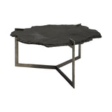 40" Black And Gold Stone And Iron Free Form Distressed Coffee Table - Homeroots - Flyclothing LLC