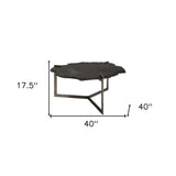 40" Black And Gold Stone And Iron Free Form Distressed Coffee Table - Homeroots - Flyclothing LLC