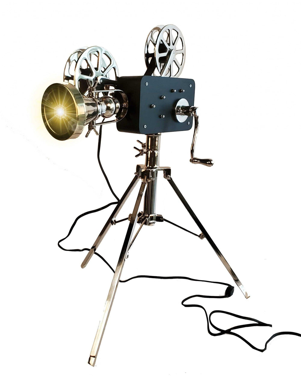 36" Black And Silver Buffed Aluminum Movie Projector - Homeroots