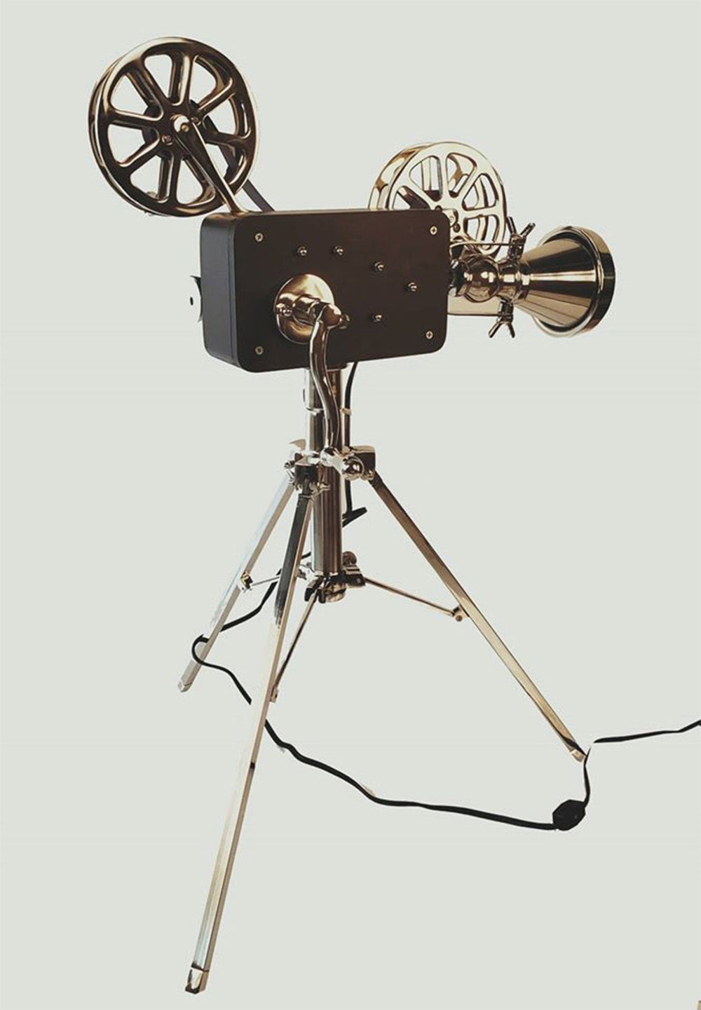 36" Black And Silver Buffed Aluminum Movie Projector - Homeroots