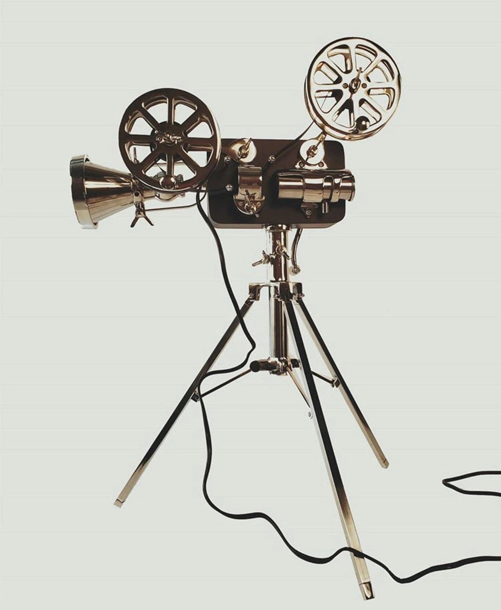 36" Black And Silver Buffed Aluminum Movie Projector - Homeroots