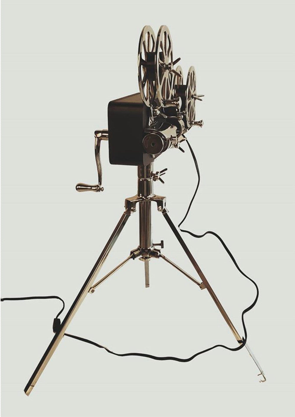 36" Black And Silver Buffed Aluminum Movie Projector - Homeroots