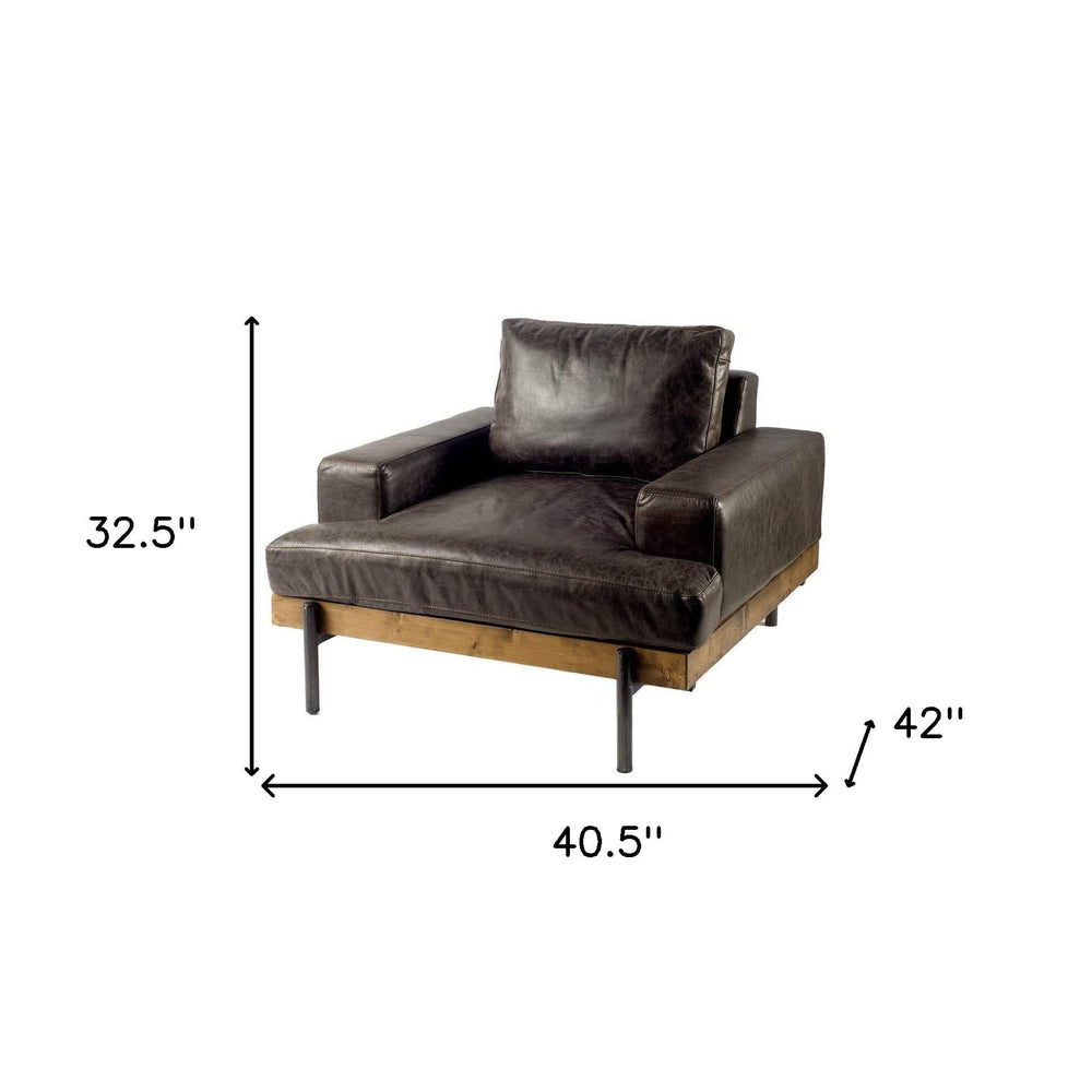 41" Black Faux Leather Distressed Club Chair - Homeroots