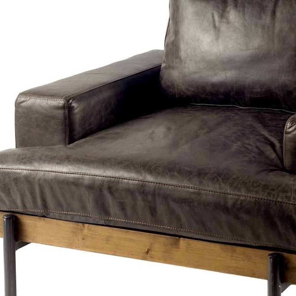 41" Black Faux Leather Distressed Club Chair - Homeroots