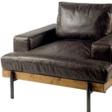 41" Black Faux Leather Distressed Club Chair - Homeroots