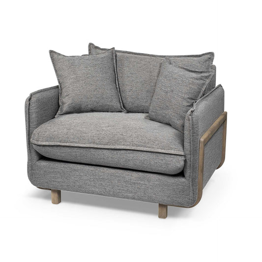 42" Gray Linen Arm Chair - Homeroots