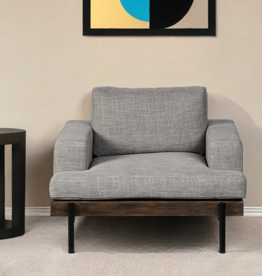 41" Gray And Black Fabric Club Chair - Homeroots