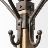 Black Metal And Wooden Coat Rack With Multiple Hooks - Homeroots - Flyclothing LLC