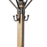 Black Metal And Wooden Coat Rack With Multiple Hooks - Homeroots - Flyclothing LLC