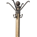 Black Metal And Wooden Coat Rack With Multiple Hooks - Homeroots - Flyclothing LLC