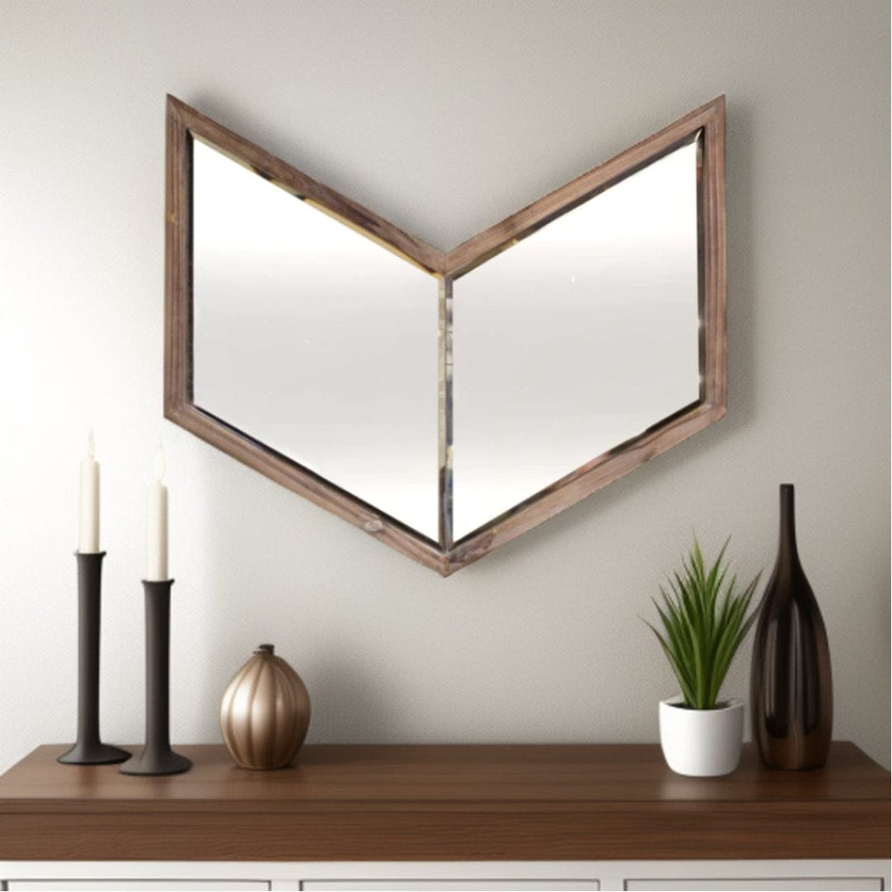 23" Brown Novelty Framed Accent Mirror - Homeroots - Flyclothing LLC