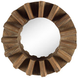 Sprocket 17" Round Walnut Finish Frame Wall Mirror - Homeroots - Flyclothing LLC