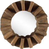 Sprocket 17" Round Walnut Finish Frame Wall Mirror - Homeroots - Flyclothing LLC