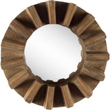 Sprocket 17" Round Walnut Finish Frame Wall Mirror - Homeroots - Flyclothing LLC