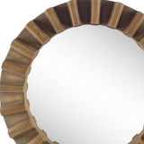 26" Round Brown Wood Frame Wall Mirror - Homeroots - Flyclothing LLC