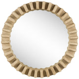 35" Round Natural Brown Wood Frame Wall Mirror - Homeroots - Flyclothing LLC