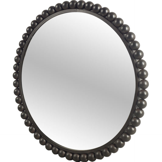 43" Round Black Metal Ball Frame Wall Mirror - Homeroots