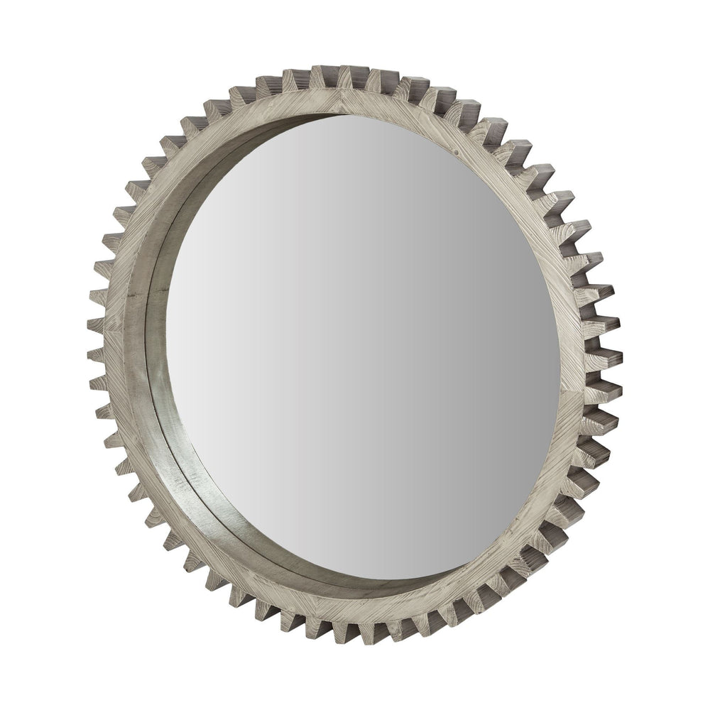 44" Round Silver Wood Frame Wall Mirror - Homeroots - Flyclothing LLC