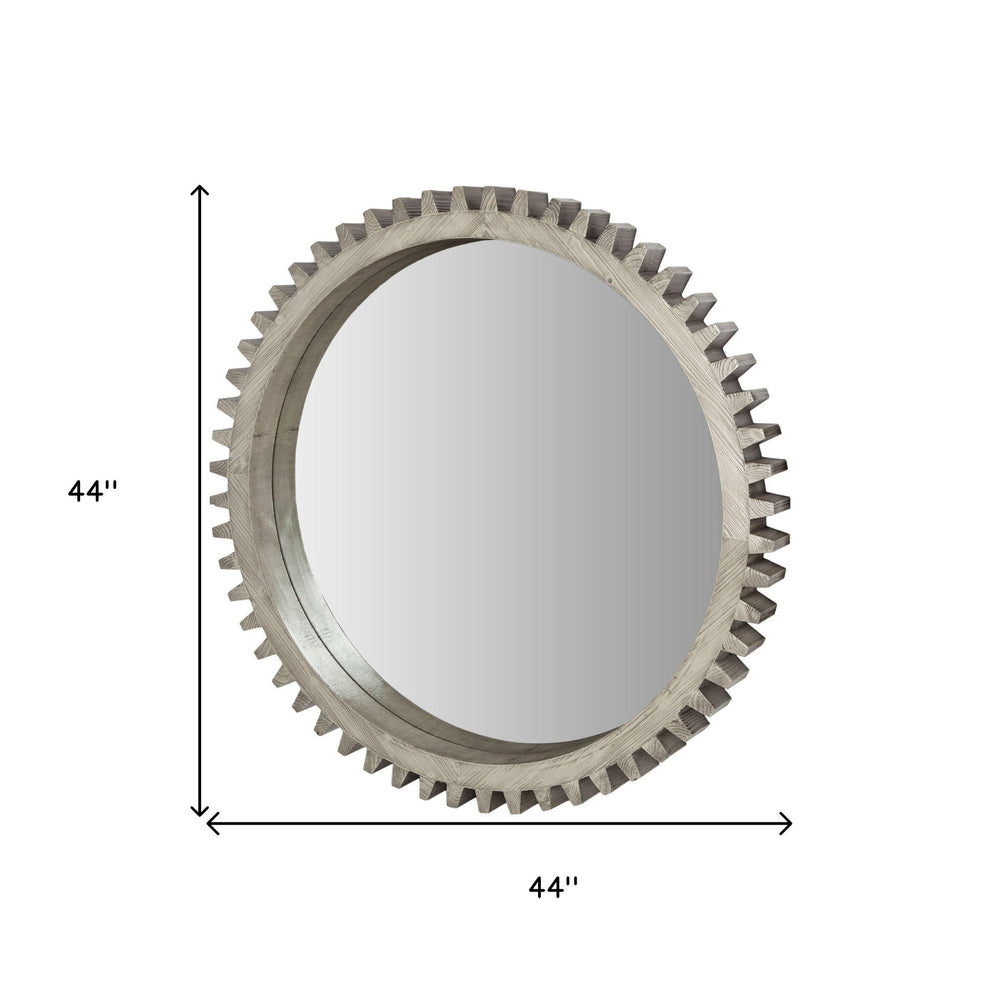44" Round Silver Wood Frame Wall Mirror - Homeroots - Flyclothing LLC