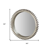 44" Round Silver Wood Frame Wall Mirror - Homeroots - Flyclothing LLC
