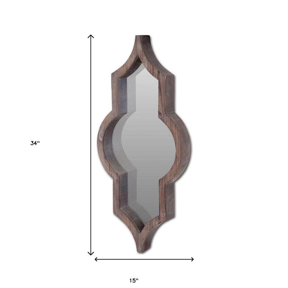 34" Dark Brown Novelty Framed Accent Mirror - Homeroots - Flyclothing LLC