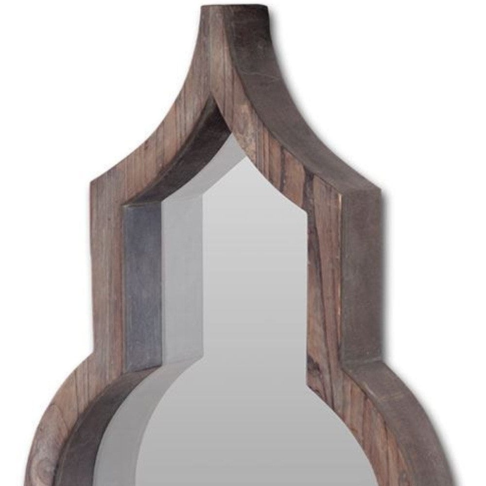 34" Dark Brown Novelty Framed Accent Mirror - Homeroots - Flyclothing LLC