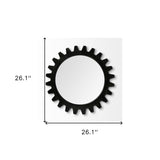 26" Black Cog Round Metal Frame Wall Mirror - Homeroots