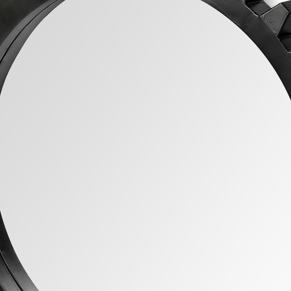 37" Round Black Metal Frame Wall Mirror - Homeroots - Flyclothing LLC
