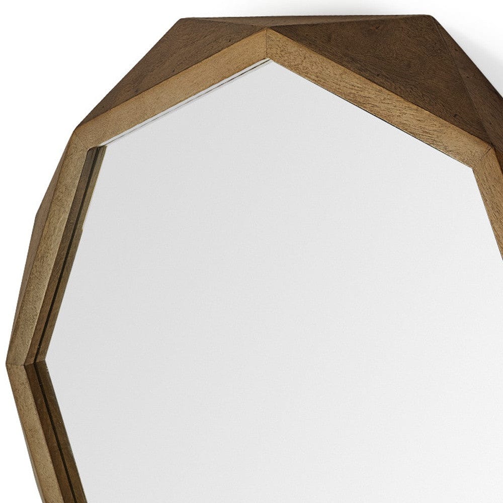 32" Octagon Wooden Frame Wall Mirror - Homeroots - Flyclothing LLC