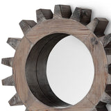 Cog 17" Round Natural Wood Frame Wall Mirror - Homeroots - Flyclothing LLC