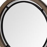 19" Brown Wood And Black Metal Frame Wall Mirror - Homeroots - Flyclothing LLC