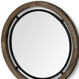 19" Brown Wood And Black Metal Frame Wall Mirror - Homeroots - Flyclothing LLC