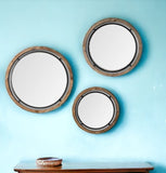 19" Brown Wood And Black Metal Frame Wall Mirror - Homeroots - Flyclothing LLC